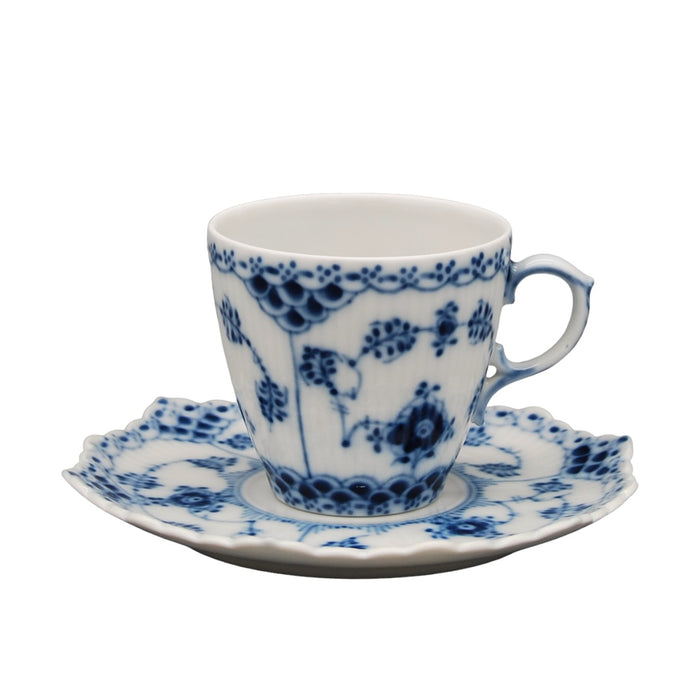Royal Copenhagen Blue Fluted Full Lace Espresso Cup Design 1038, vintage Cup & Soucer Royal Copenhagen